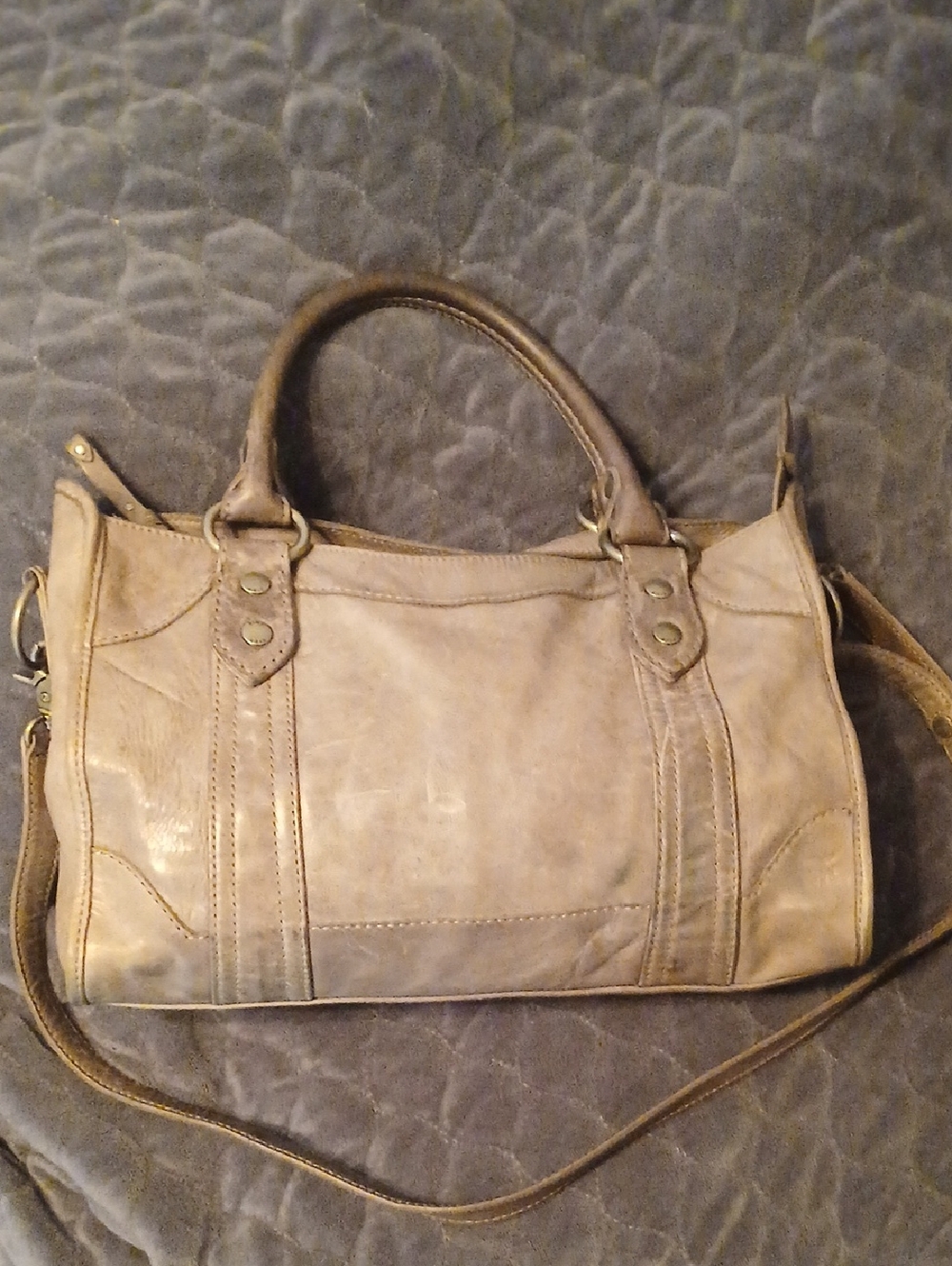 Frye Slate Gray Leather Satchel with Removeable Strap